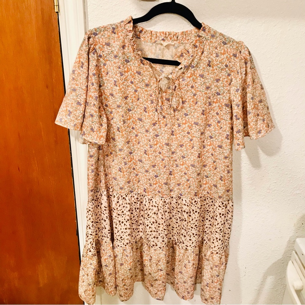 Easel Los Angeles Mixed Print Boho Dress M